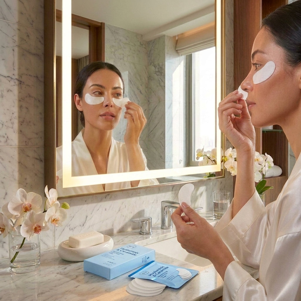 Lovery Hyaluronic & Ceramide Under Eye Masks - Korean Skincare Hydrating Eye Pad Set - 5 pairs