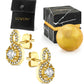 14K Gold Plated Earring with CZ Stones, Pouch, Bath Bomb & Gift Box