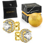 14K Gold Plated Halo CZ Stud Earring with Pouch, Bath Bomb & Gift Box