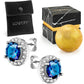 Sterling Silver Sapphire Stud Earring  with Pouch, Bath Bomb & Gift Box