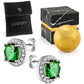 Sterling Silver Emerald Stud Earring with Pouch, Bath Bomb & Gift Box