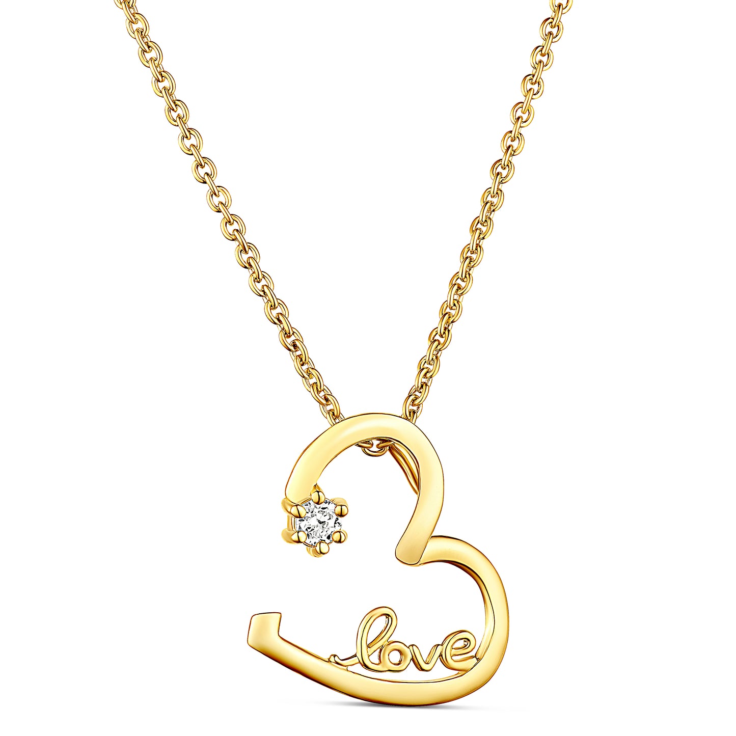 14K Gold Plated Open Heart Cz Stone Pendant Love Necklace with Pouch, Bath Bomb & Gift Box