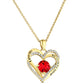 14K Gold Plated Double Heart Ruby & CZ Pendant  & Necklace with Pouch, Bath Bomb & Gift Box