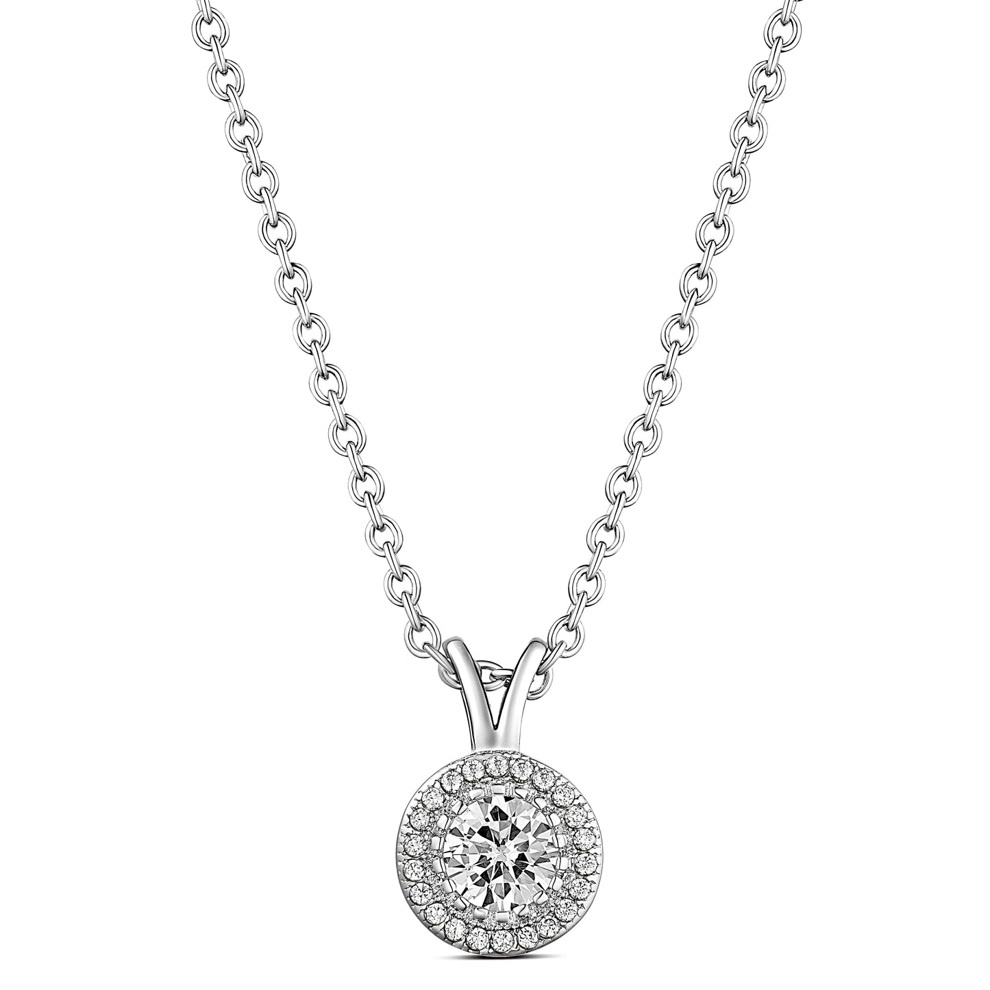 Sterling Silver Cluster CZ Stone Pendant with Chain, Pouch, Bath Bomb & Gift Box
