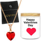 Valentines 14K Gold Plated Ruby Stone Heart Pendant & Necklace Chain with Pouch & Soy Candle