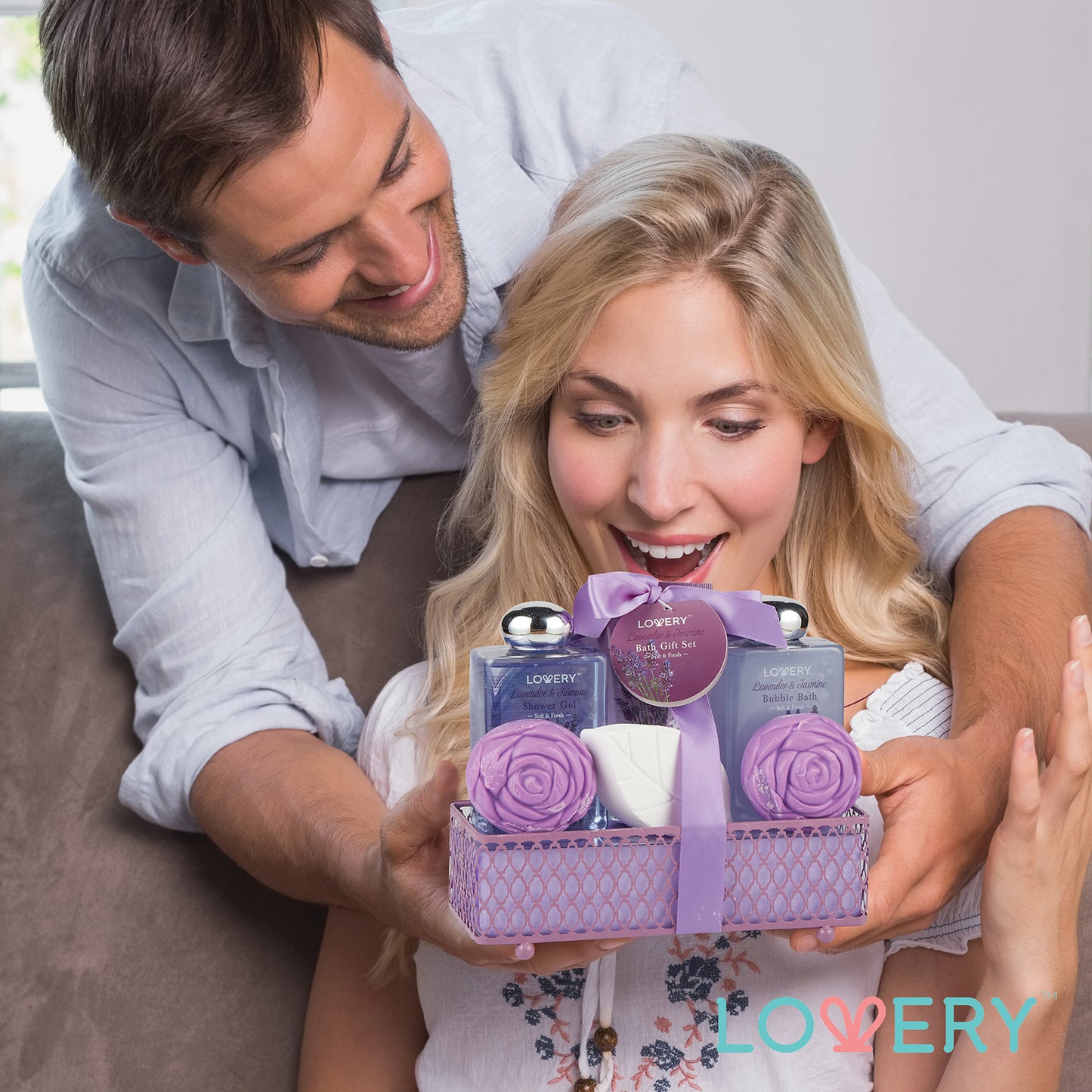 Lavender and Jasmine Home Bath Gift Set - 7Pc Home Spa Kit