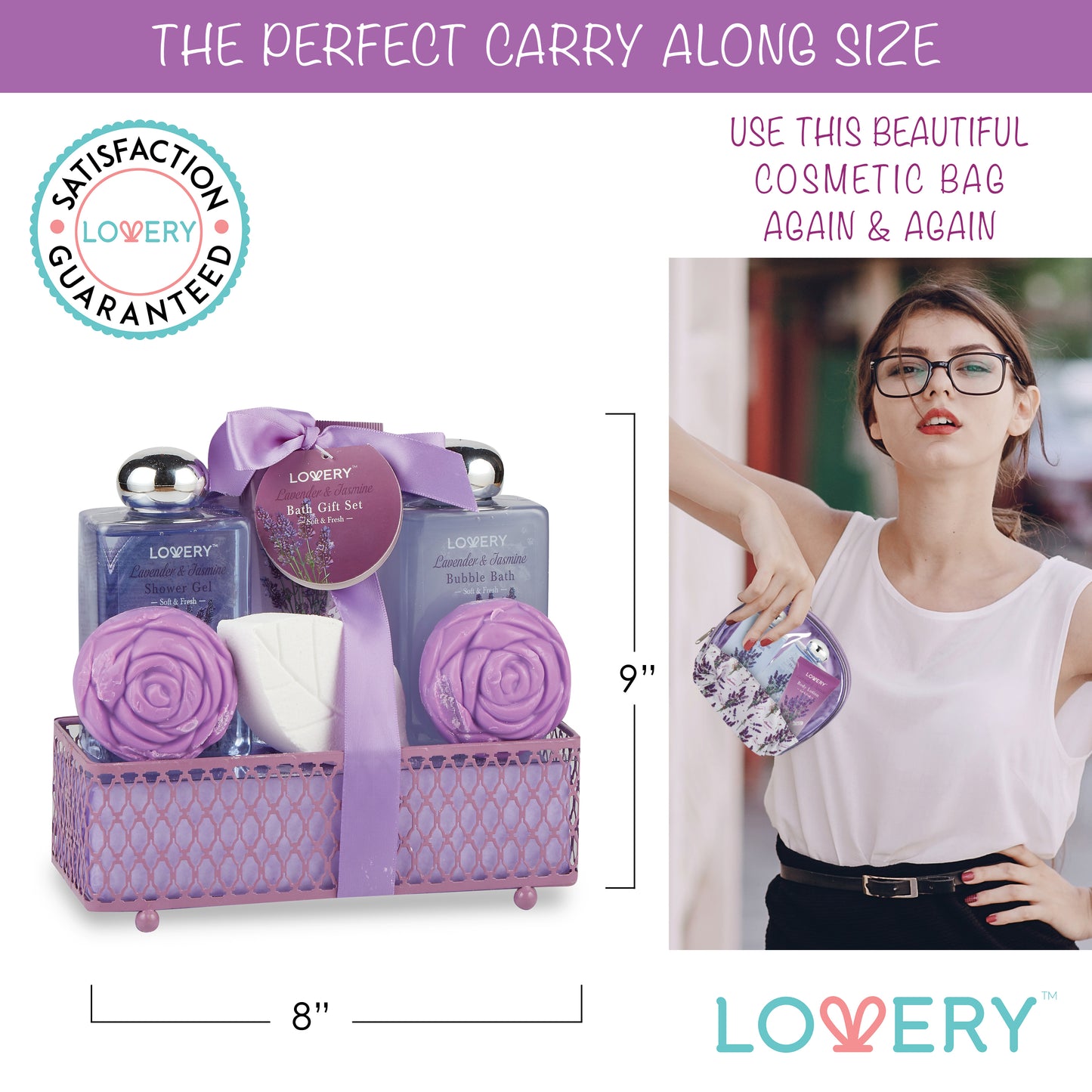 Lavender and Jasmine Home Bath Gift Set - 7Pc Home Spa Kit