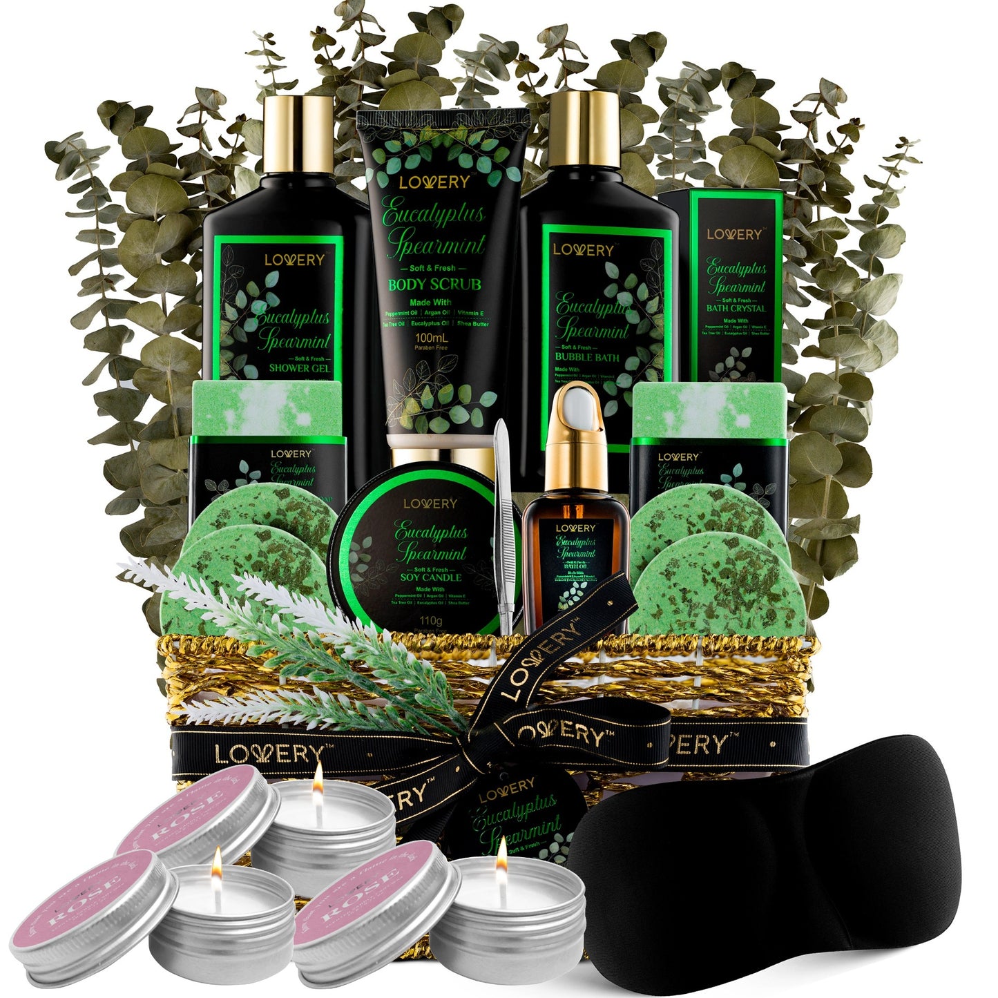 Eucalyptus Spearmint Deluxe Home Bath Set - 20Pc Spa Gift Basket