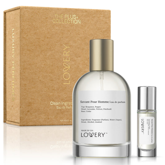 LoveryPlus Savant Pour Homme Eau de Parfum 2pc. Fragrance Gift Set - Inspired by Dior Sauvage, 3.4 fl oz Perfume Spray