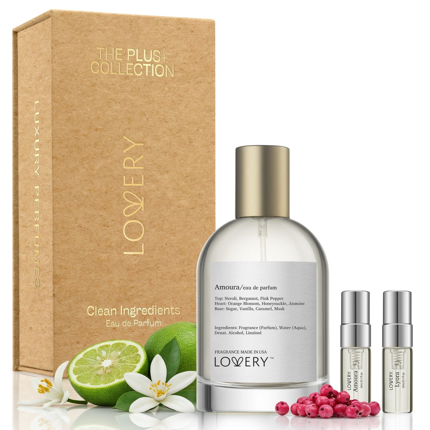 LoveryPlus Amoura Eau de Parfum 3pc. Fragrance Gift Set - Inspired by Kilian Love, Don’t Be Shy, 3.4 fl oz Perfume Spray