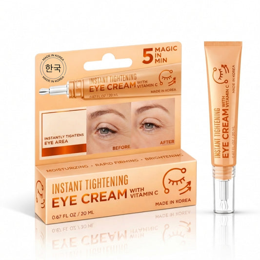 Korean Skin Care Vitamin C Eye Cream, Instant Tightening & Brightening, Firming & Depuffing Korean Under-Eye Treatment
