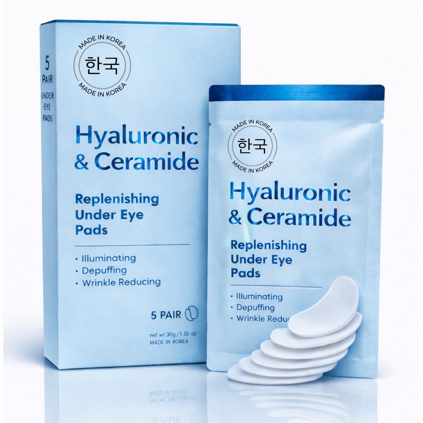 Lovery Hyaluronic & Ceramide Under Eye Masks - Korean Skincare Hydrating Eye Pad Set - 5 pairs