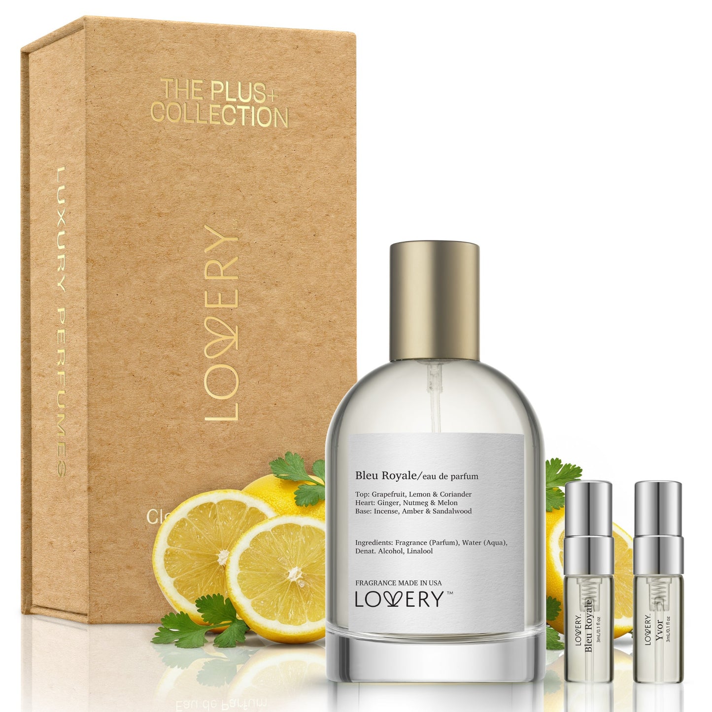LoveryPlus Bleu Royale Eau de Parfum 3pc. Fragrance Gift Set - Inspired by Chanel Bleu de Chanel, 3.4 fl oz Perfume Spray