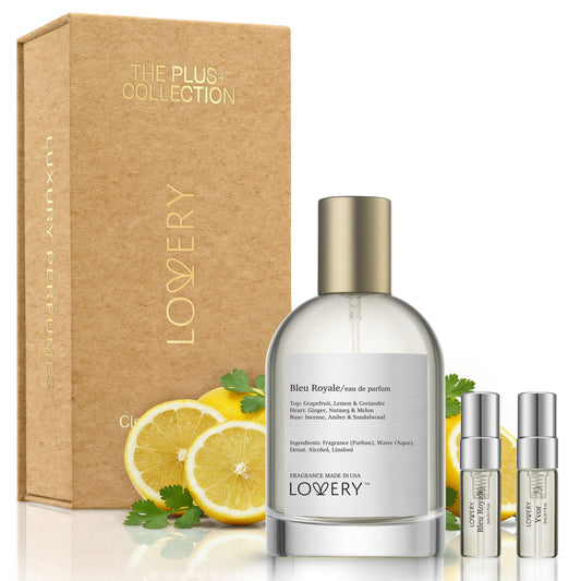 LoveryPlus Bleu Royale Eau de Parfum 3pc. Fragrance Gift Set - Inspired by Chanel Bleu de Chanel, 3.4 fl oz Perfume Spray
