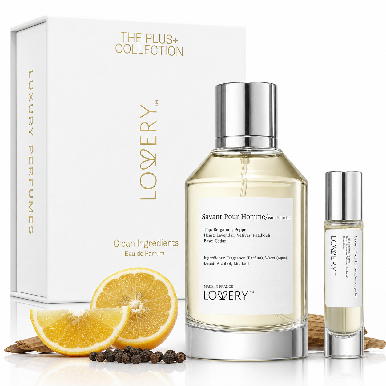 LoveryPlus Savant Pour Homme Eau de Parfum 2pc. Fragrance Gift Set - Inspired by Dior Sauvage, 3.4 fl oz Perfume Spray