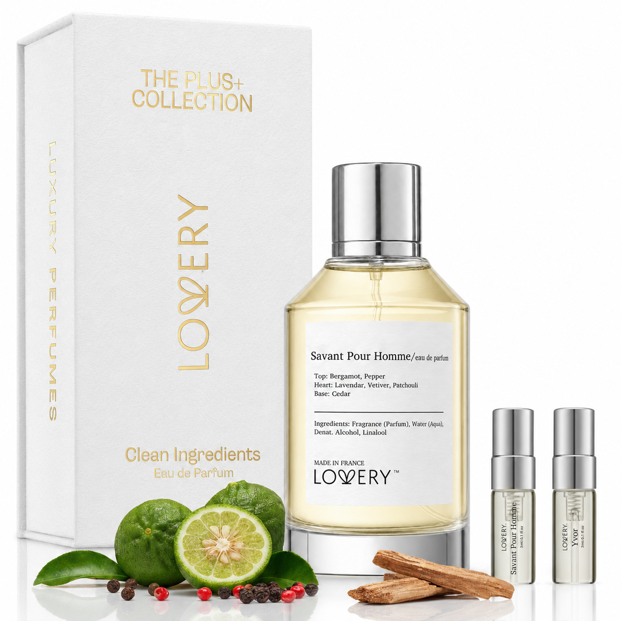 LoveryPlus Savant Pour Homme Eau de Parfum 3pc. Fragrance Gift Set - Inspired by Dior Sauvage, 3.4 fl oz Perfume Spray