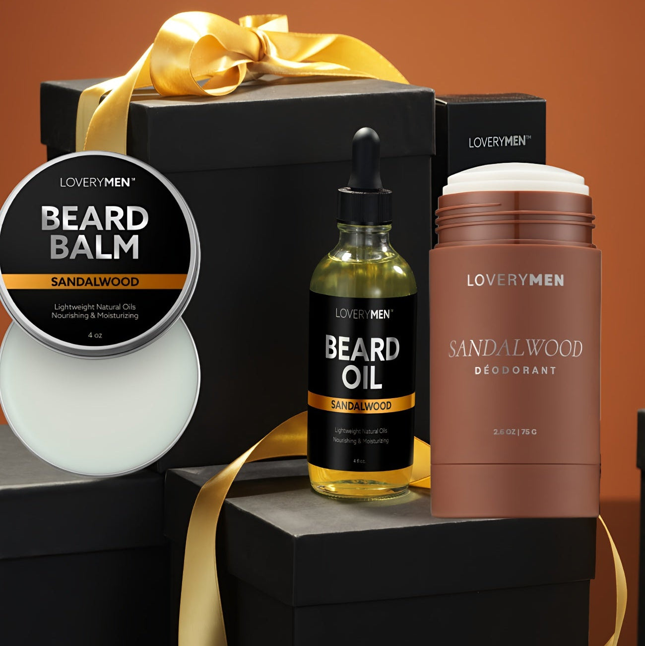 Sandalwood Grooming Set - Beard Oil, Balm & Deodorant Trio