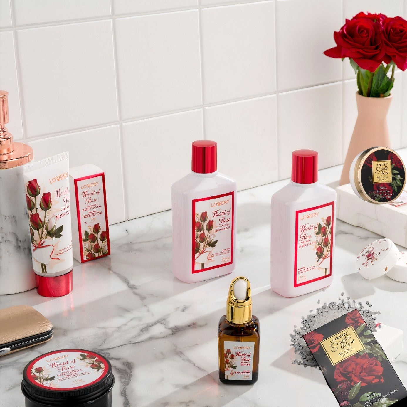 Luxury Red Rose and Exotic Rose Spa 48-Piece Gift Basket