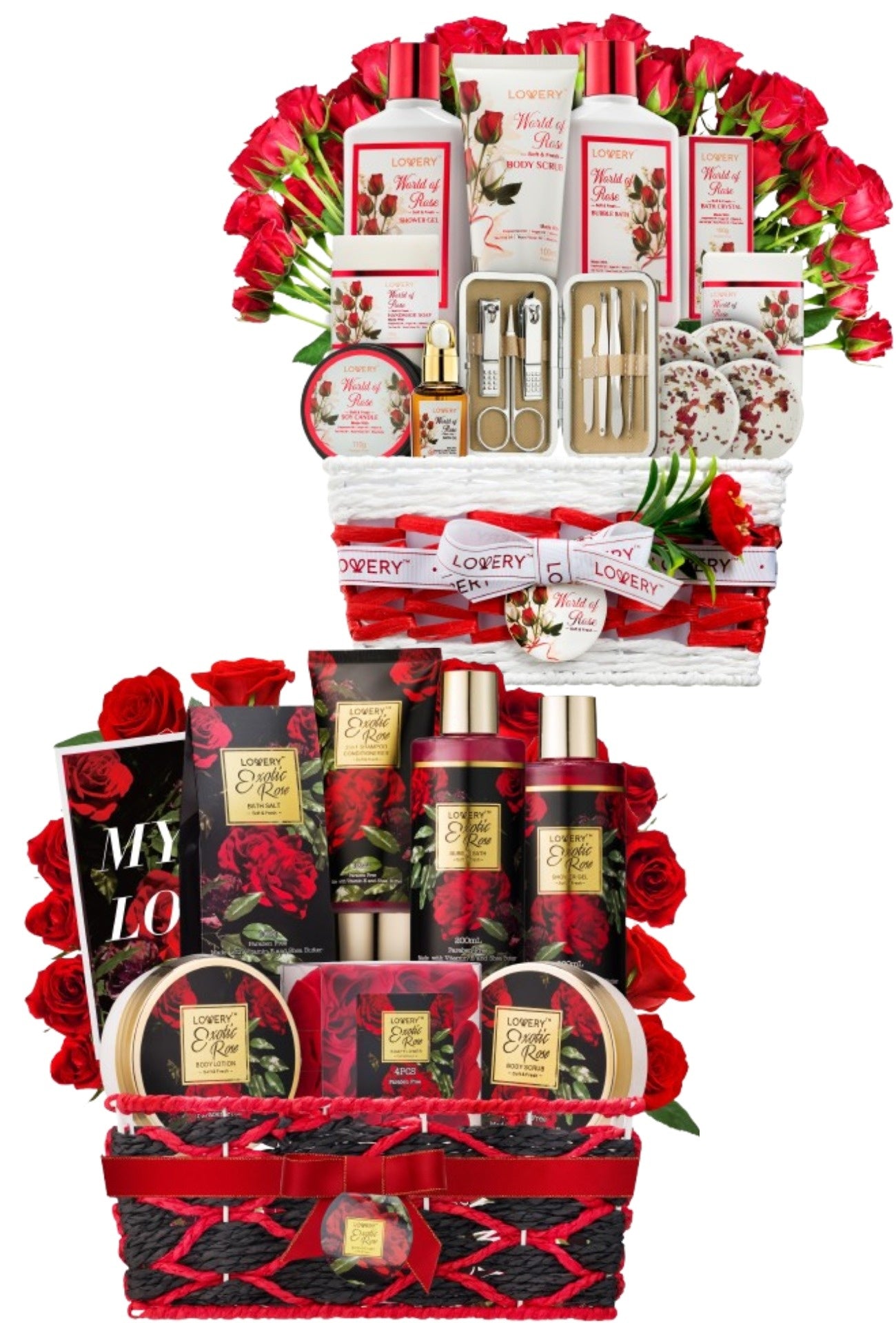 Luxury Red Rose and Exotic Rose Spa 48-Piece Gift Basket