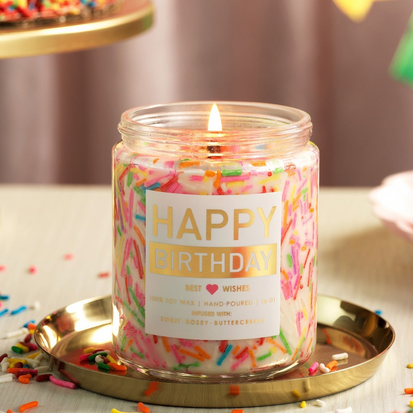 Happy Birthday Gift Set with Bath Essentials and Scented Candle