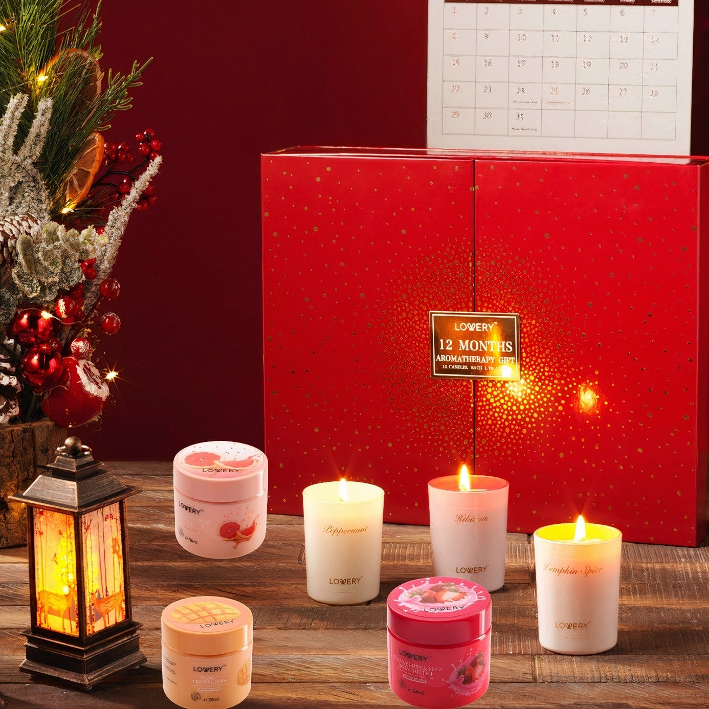 Scented Soy Candle Advent Calendar and Whipped Body Butter Gift Set
