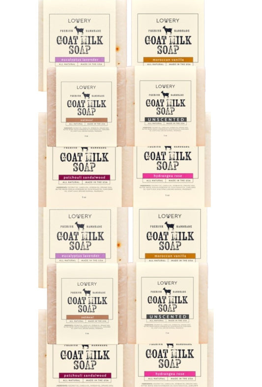12-Pack Goat Milk Soap Bars - Natural Moisturizing Hand & Body Soap