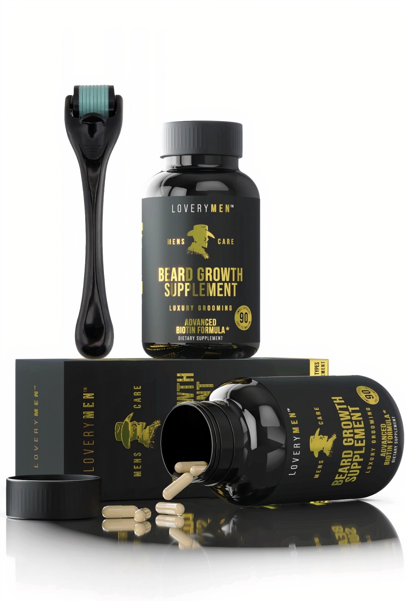 Hair Rejuvenation Set with Biotin Hair Boost Supplement & Micro-Needle Derma Roller