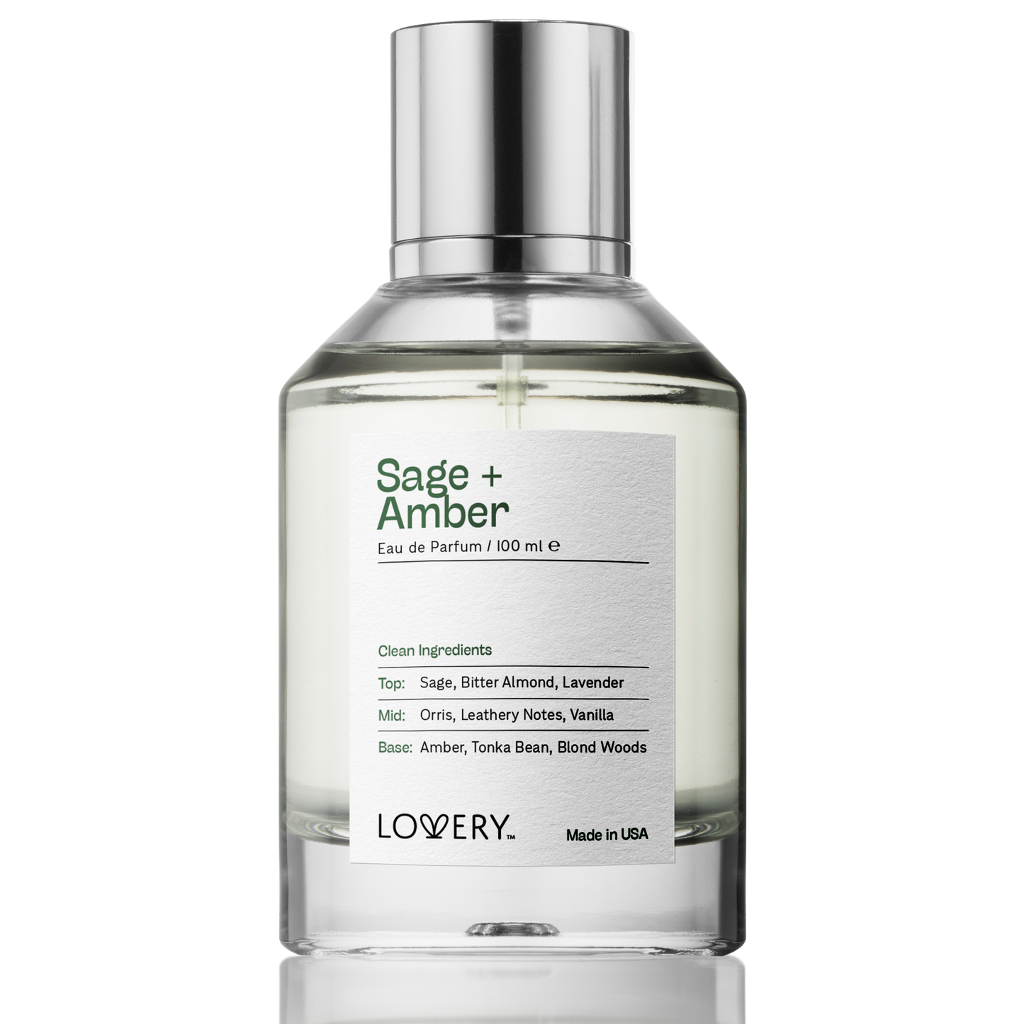 Sage and Amber Eau de Parfum, Made in USA, 3.4 oz