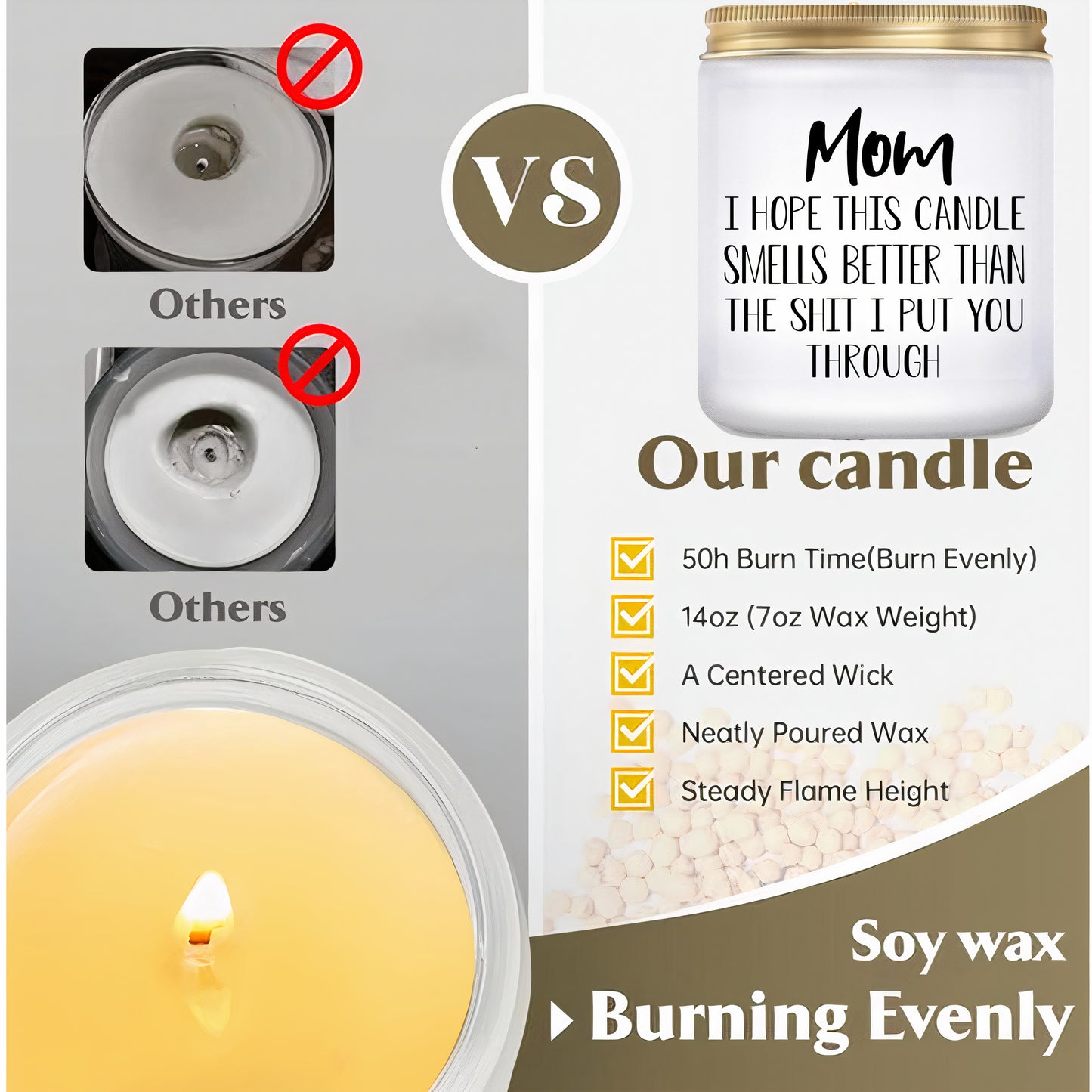 Lovery Mothers Day vanilla Scented Soy Wax Candle "The shit I put you Through"