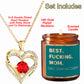 Mother's Day Double Heart Pendant Necklace with Pouch and Candle