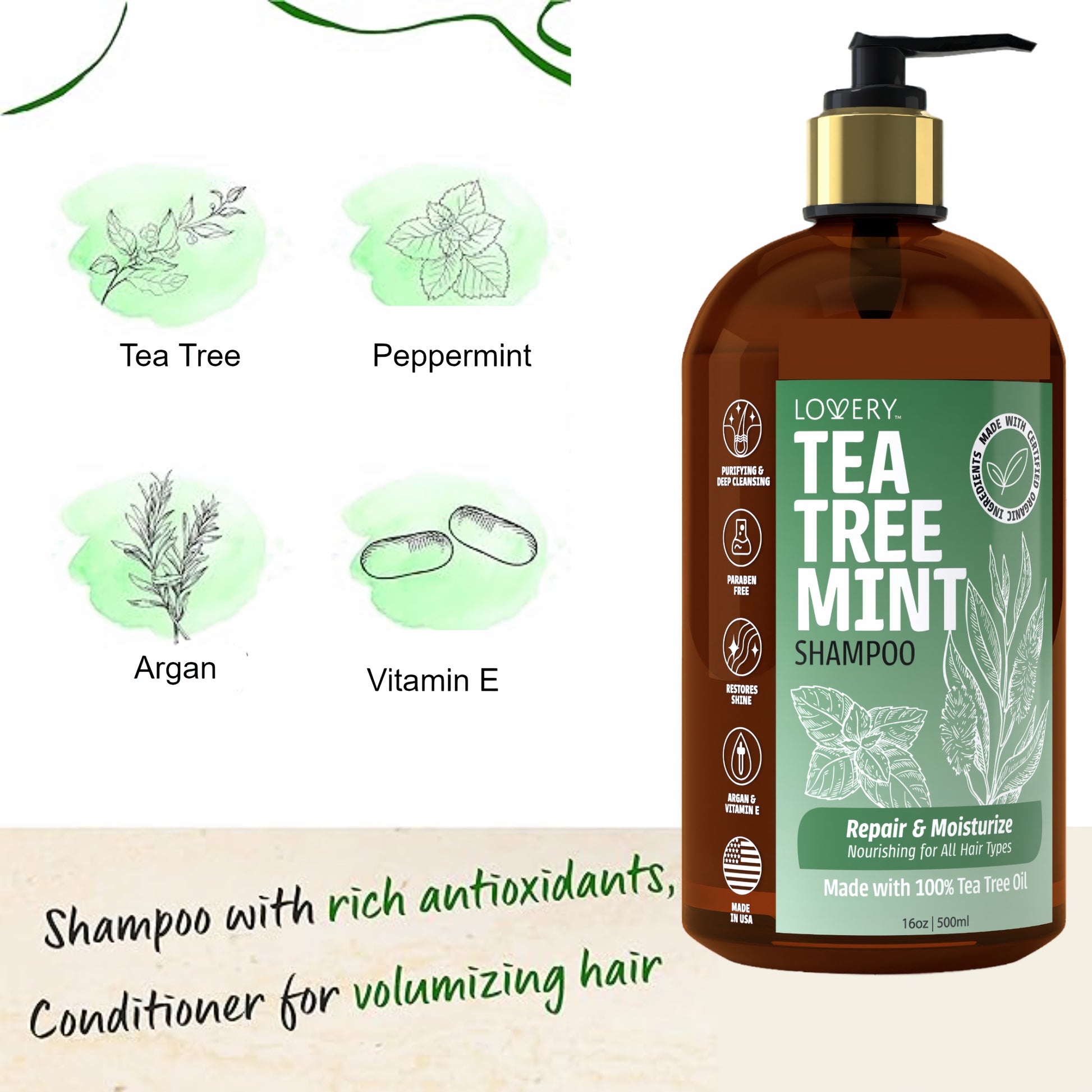 tea tree hydration lavender mint moisturizing liter duo set Tea Tree Mint 32oz Shampoo & Conditioner Set for Men