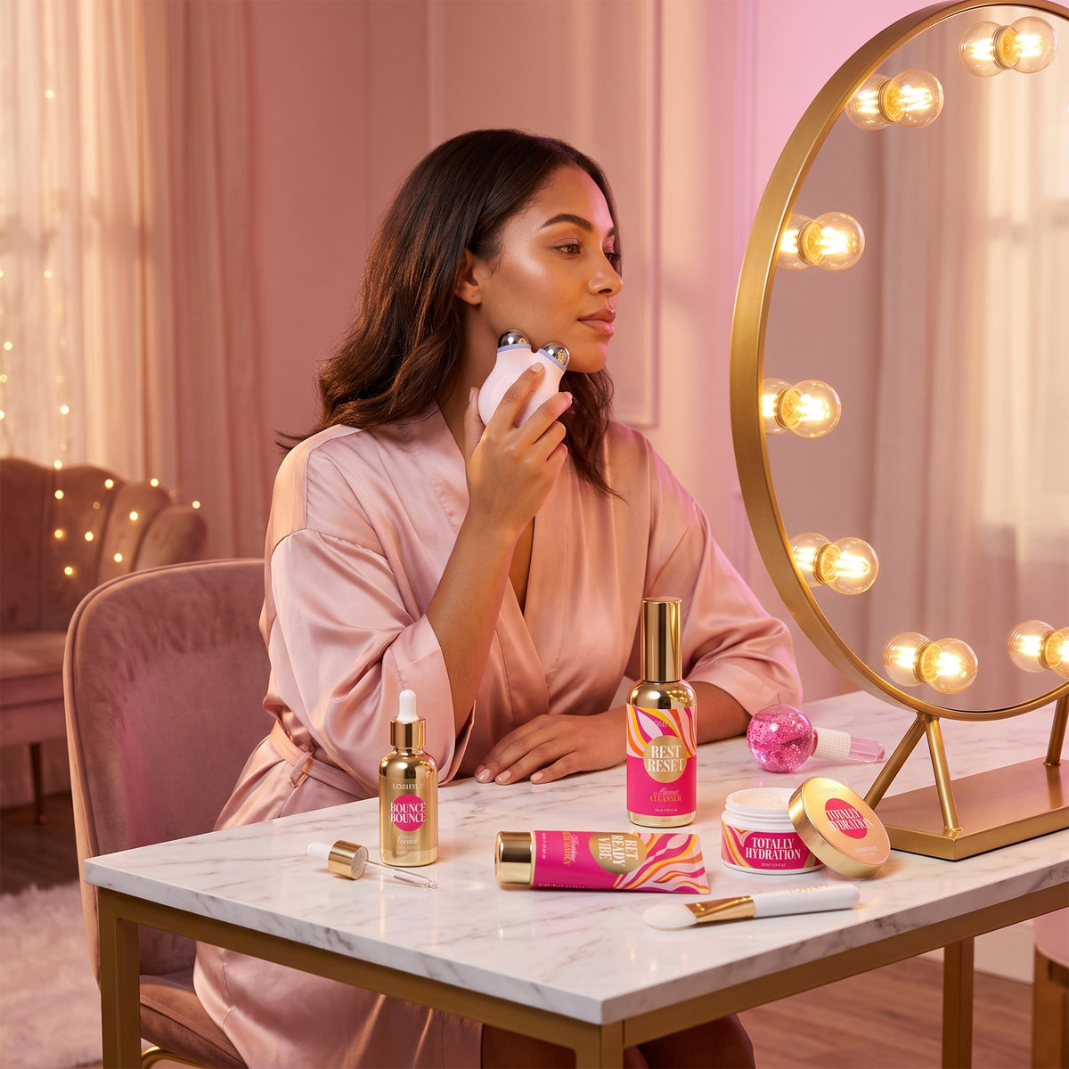 Luxury LED Red Light Therapy Facial Tools for Women - 10pc Sculpting & Firming Skincare Set, Microcurrent Face Toning Device, LED Red Light Wand & More