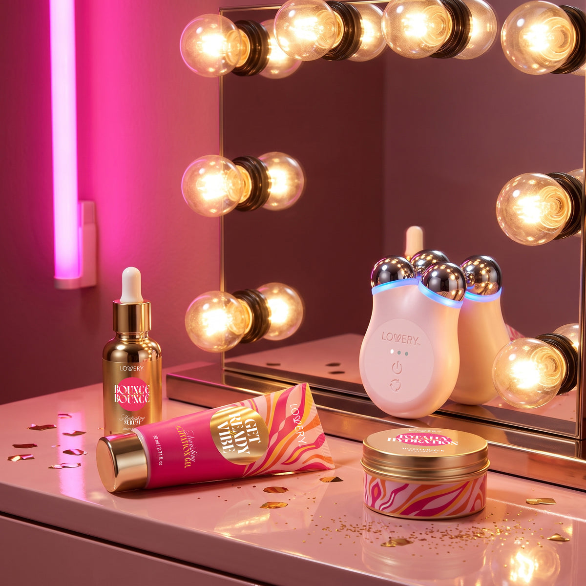 Luxury LED Red Light Therapy Facial Tools for Women - 10pc Sculpting & Firming Skincare Set, Microcurrent Face Toning Device, LED Red Light Wand & More