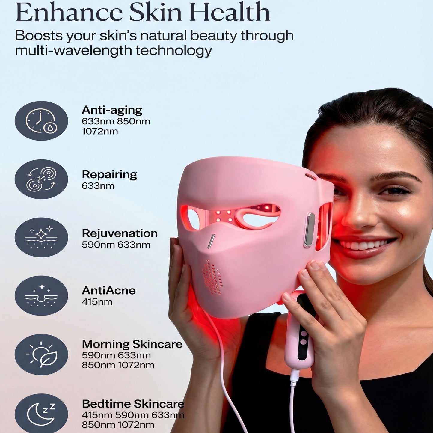 4D LED Red Light Therapy Face Mask with Near-Infrared Light