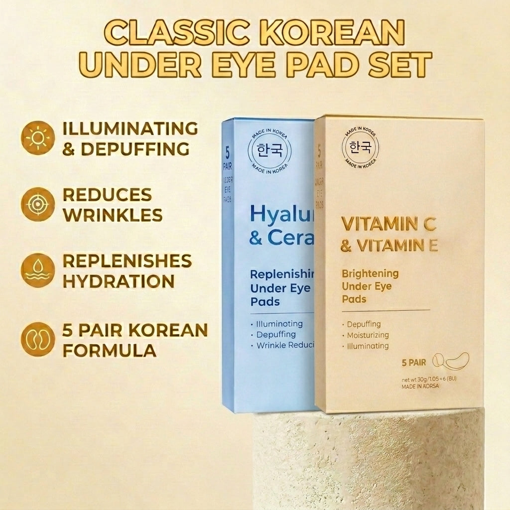 Lovery Under Eye Masks Duo - Korean Skincare Under Eye Pads with Vitamin C, E, Hyaluronic & Ceramide for Hydration & Brightening Treatment