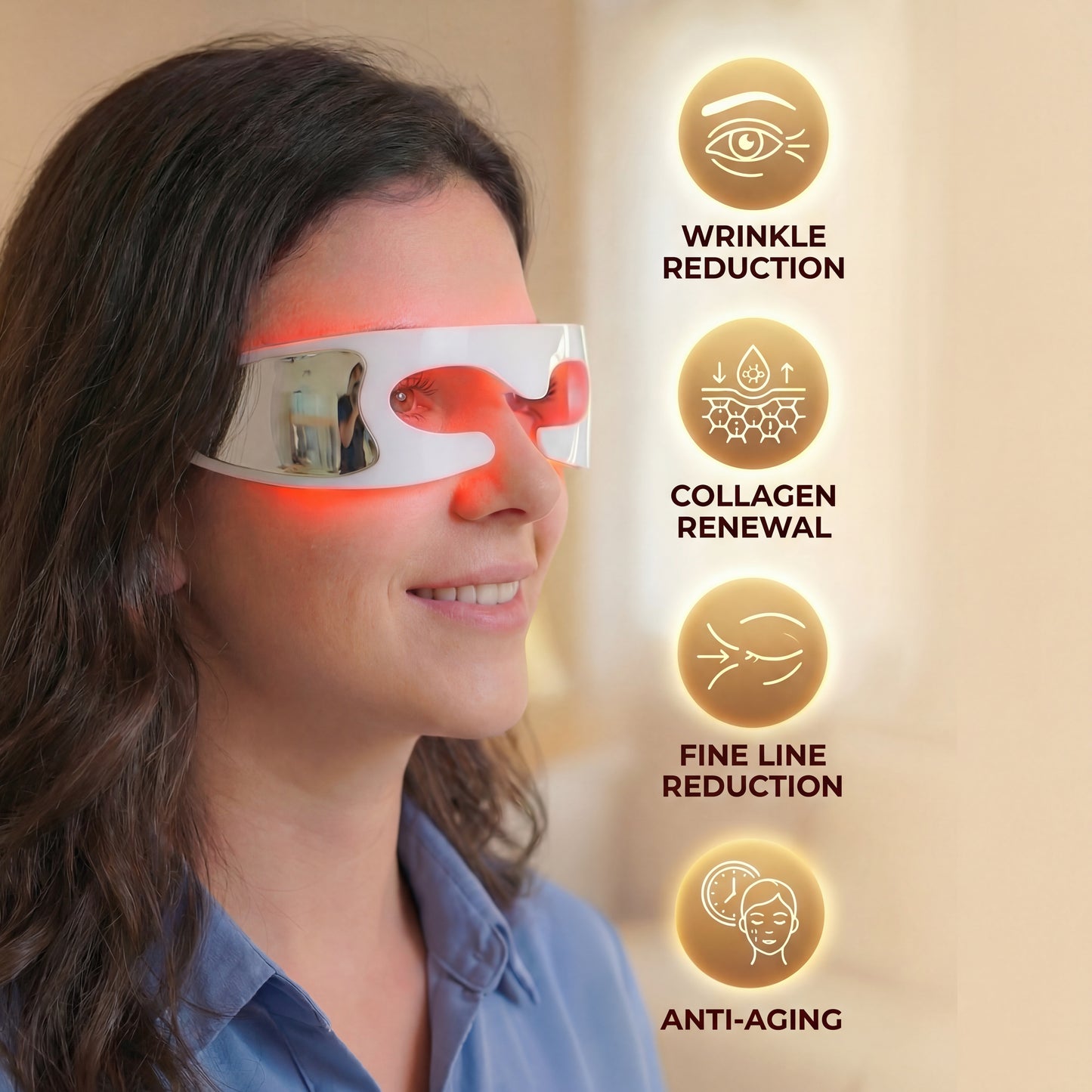 LED Red Light Therapy Advanced Restoration Pro Eye Mask - Anti-Aging Eye Device with Vibration Massage, Collagen-Renewal, At-Home Under Eye Treatment