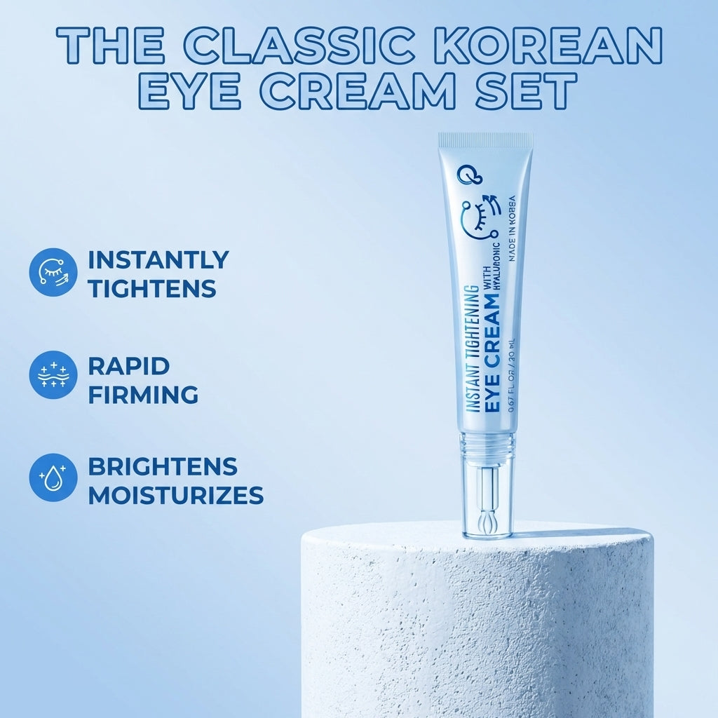Korean Skin Care Hyaluronic Eye Cream, Instant Tightening & Hydrating, Firming & Depuffing Korean Under-Eye Treatment