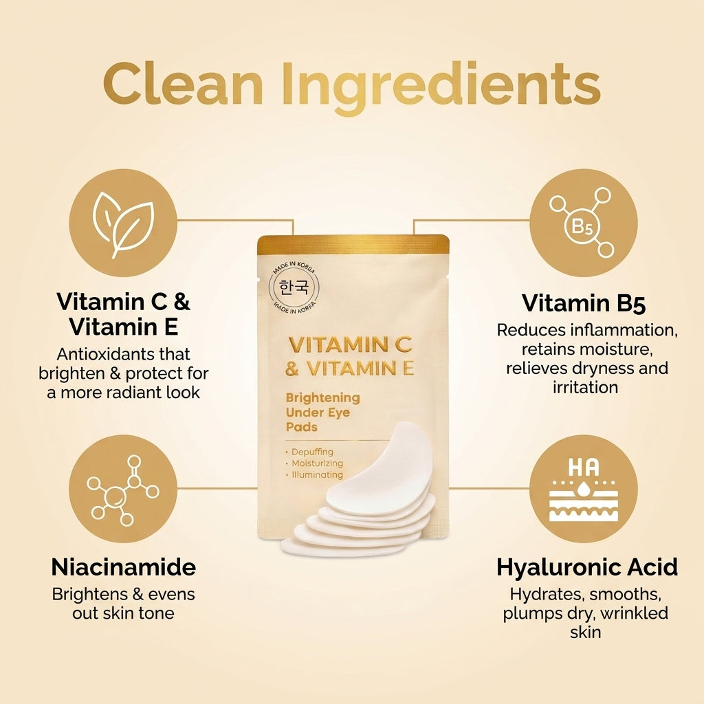 Lovery Vitamin C & Vitamin E Brightening Under Eye Masks - Korean Skincare Hydrating Eye Pad Set - 5 Pairs