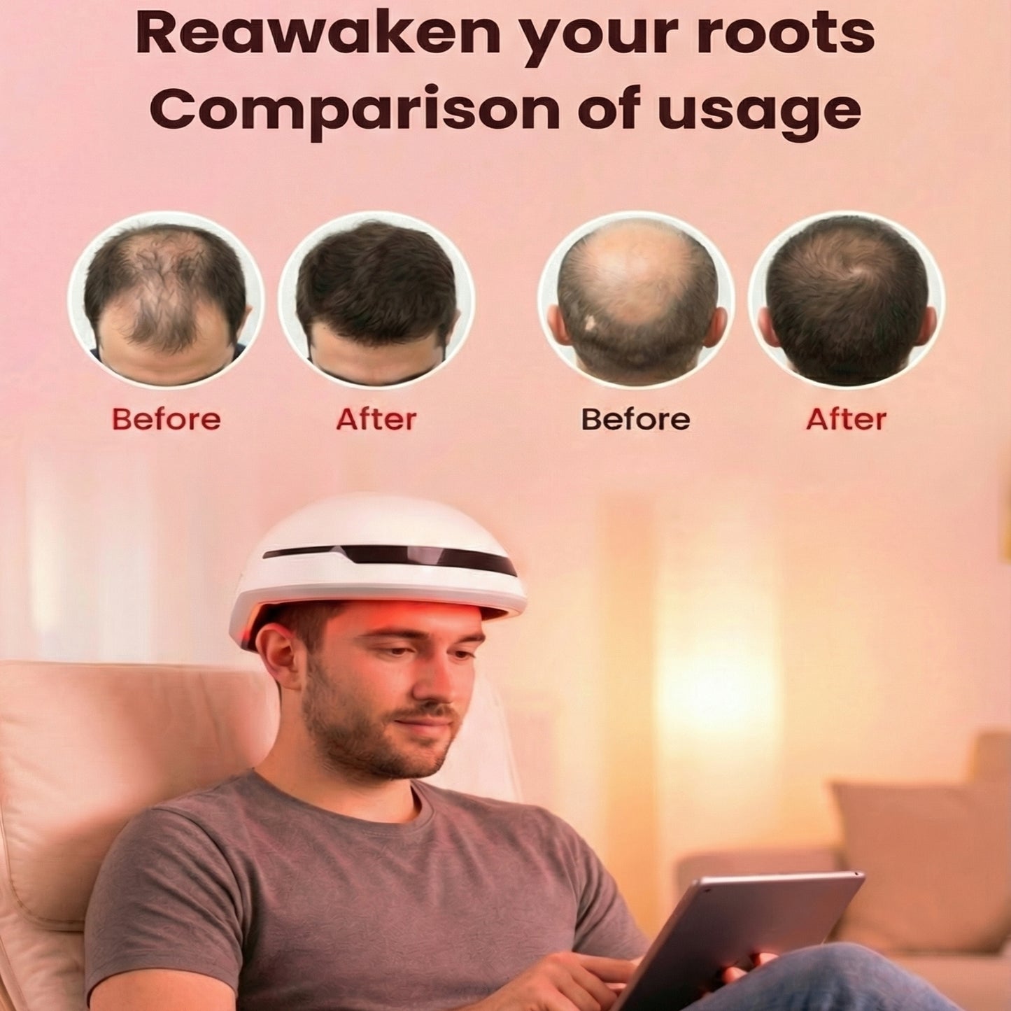 Laser Red Light Therapy Device for Hair Growth - 650nm Professional System