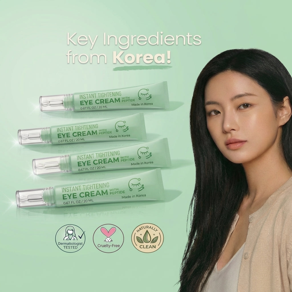 Korean Skin Care Peptide Eye Cream, Instant Tightening, Hydrating, Brightening, Firming & Depuffing Korean Under-Eye Treatment
