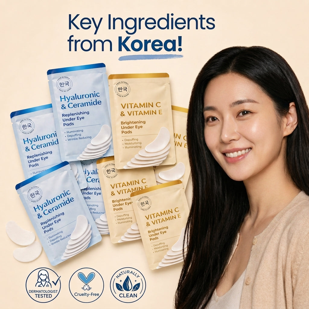 Lovery Under Eye Masks Duo - Korean Skincare Under Eye Pads with Vitamin C, E, Hyaluronic & Ceramide for Hydration & Brightening Treatment