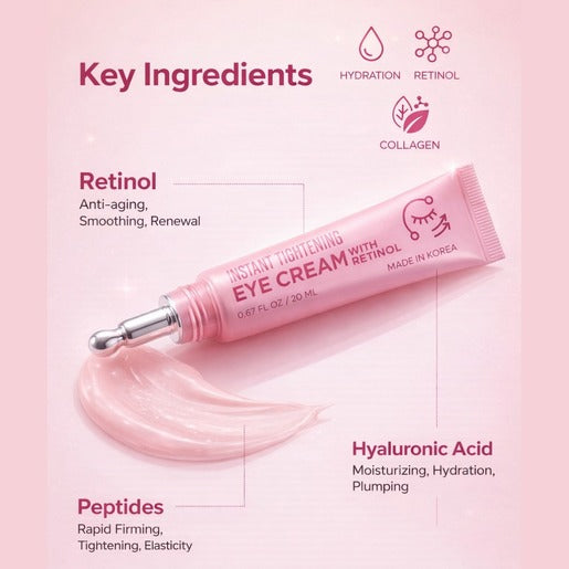 Lovery Korean Skin Care Retinol Eye Cream, Anti Aging & Instant Tightening with Brightening, Firming & Depuffing Korean Under-Eye Treatment