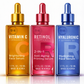 Lovery Korean Skincare Serum Set - Vitamin C, Retinol & Hyaluronic Acid Trio Face Serums
