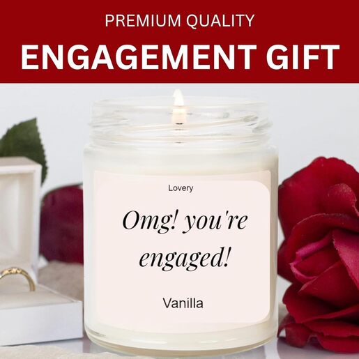 Lovery OMG You're Engaged, Vanilla Scented Soy Wax Candle, Engagement Gift, Fiance Gifts, Engagement Gifts for Couples, Gift for Her