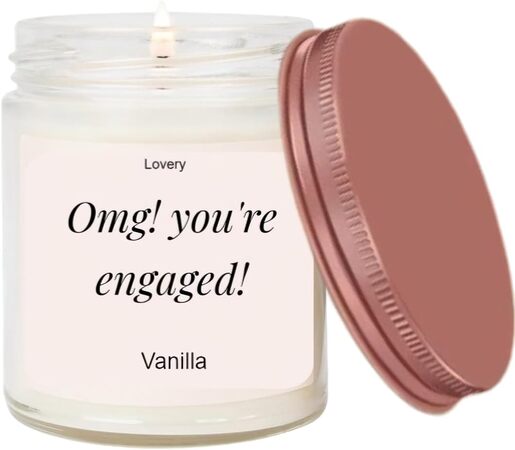 Lovery OMG You're Engaged, Vanilla Scented Soy Wax Candle, Engagement Gift, Fiance Gifts, Engagement Gifts for Couples, Gift for Her
