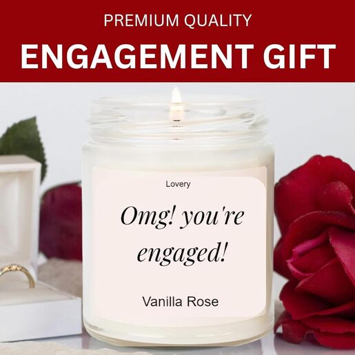 Lovery OMG You're Engaged, Vanilla Rose Scented Soy Wax Candle, Engagement Gift, fiance Gifts for Women, Engagement Gifts for Couples