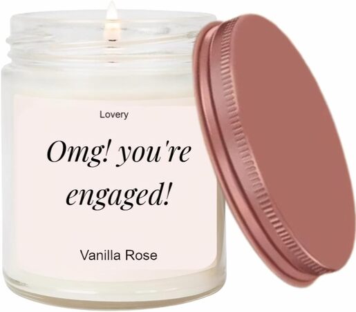 Lovery OMG You're Engaged, Vanilla Rose Scented Soy Wax Candle, Engagement Gift, fiance Gifts for Women, Engagement Gifts for Couples