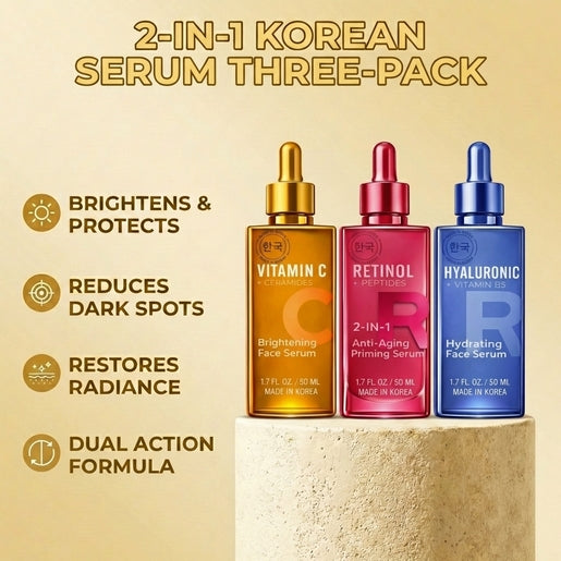 Vitamin C Retinol Hyaluronic Serum Trio | Korean Skincare Set for