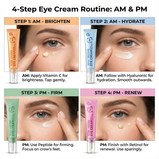 Lovery Korean Skin Care Eye Cream Collection - Instant Tightening Korean Under Eye Treatment Set with Retinol, Hyaluronic Acid, Vitamin C & Peptide