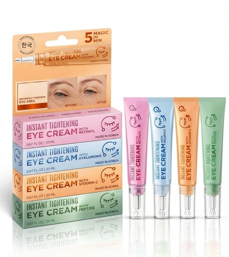 Lovery Korean Skin Care Eye Cream Collection - Instant Tightening Korean Under Eye Treatment Set with Retinol, Hyaluronic Acid, Vitamin C & Peptide